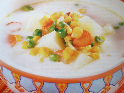 Фото супа с кукурузой и горошком