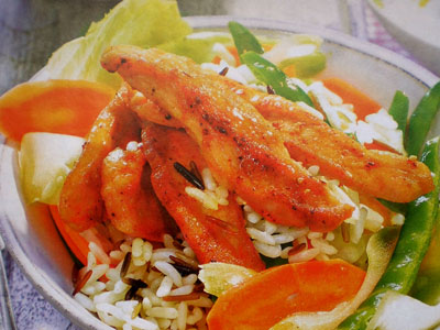 Фото салата с рисом и куриным филе