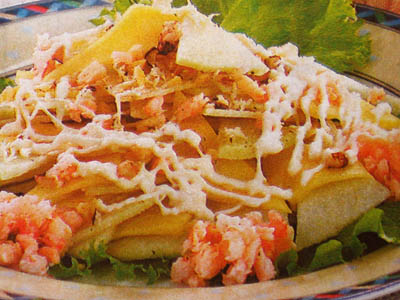 Фото салата с сыром и креветками