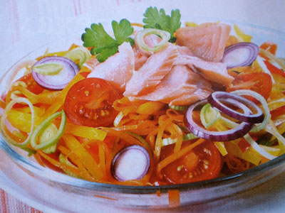 Фото салата с лососем и перцем