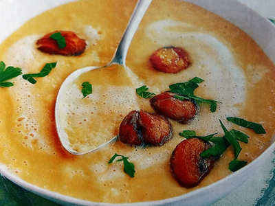 Фото овощного крем супа с каштанами
