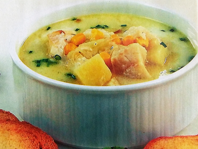 Фото рыбного супа с креветками сливками и кукурузой