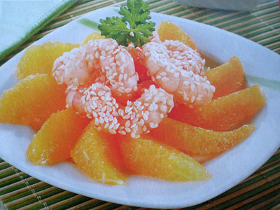Фото салата с апельсинами и креветками